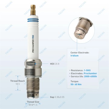 TECHIE premium industrial spark plugs for MTU 4000 series and CAT gas engines Prechamber spark plug. Replaces CAT 0346 5123, MTU X52404500039